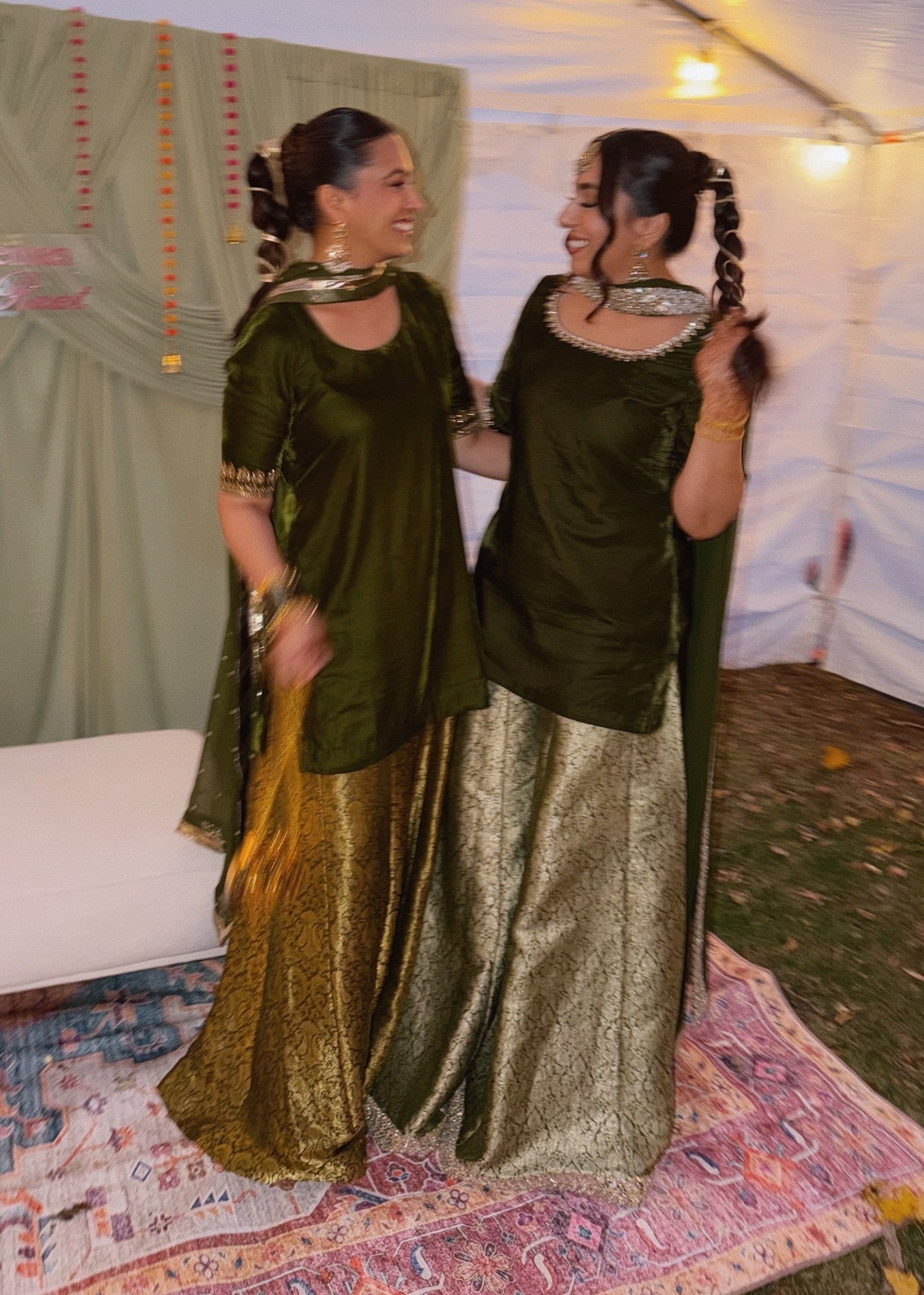 Aila Olive Velvet Shirt & Sharara